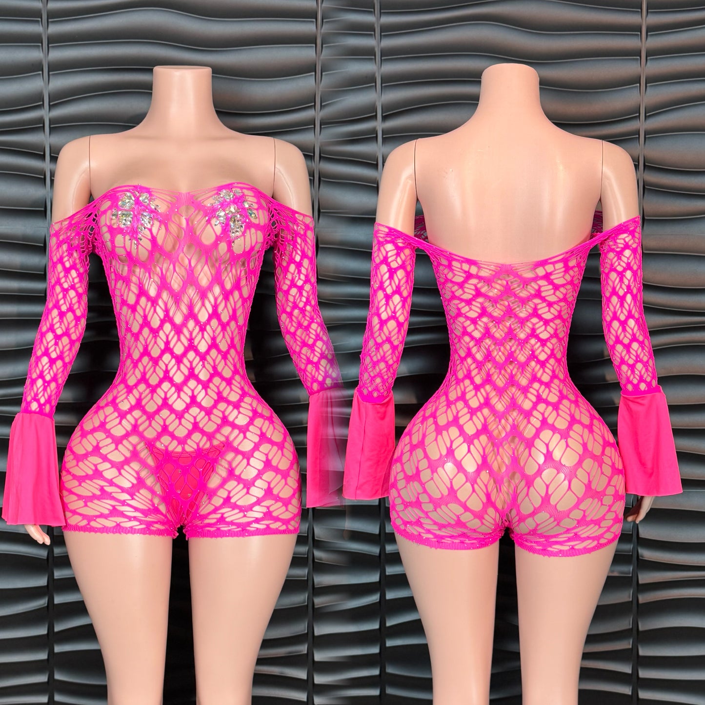 Flare Mesh Romper w/ Thong