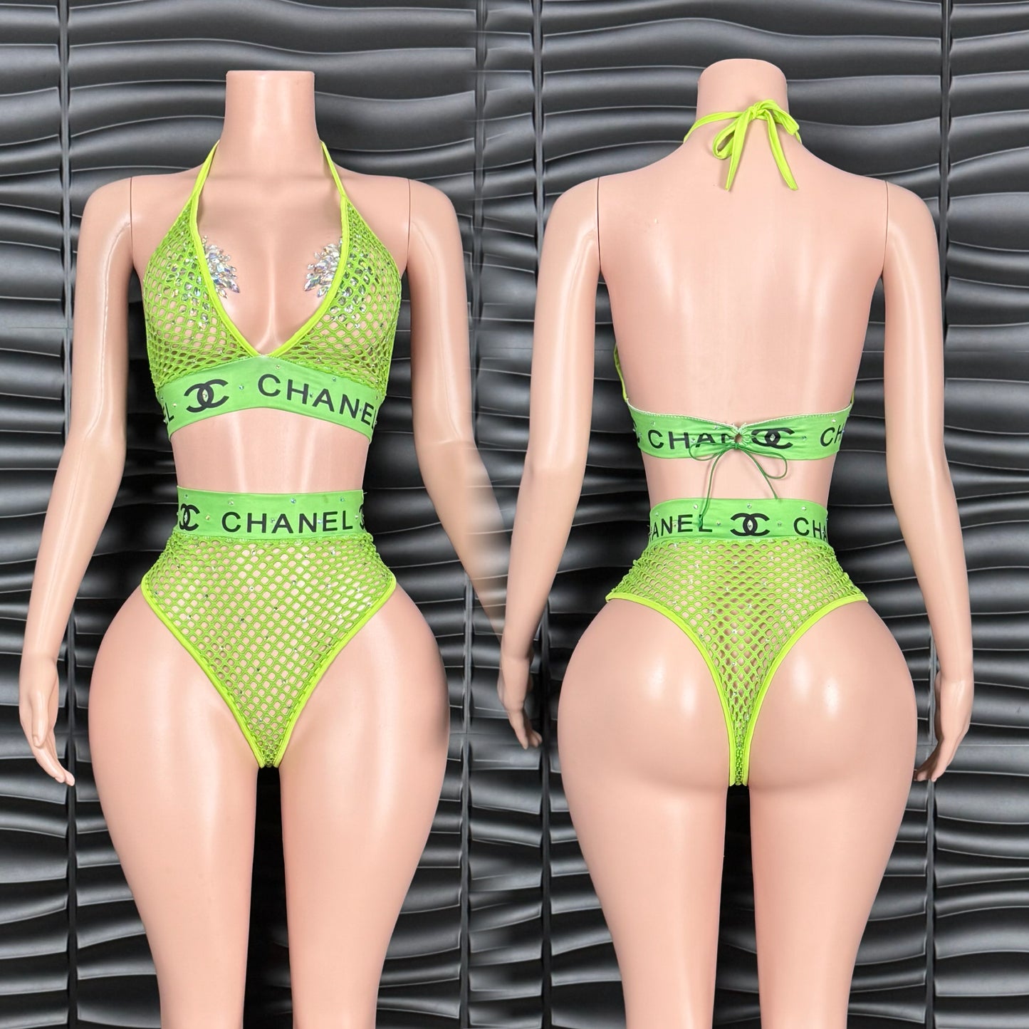 High-waist Mesh bikini