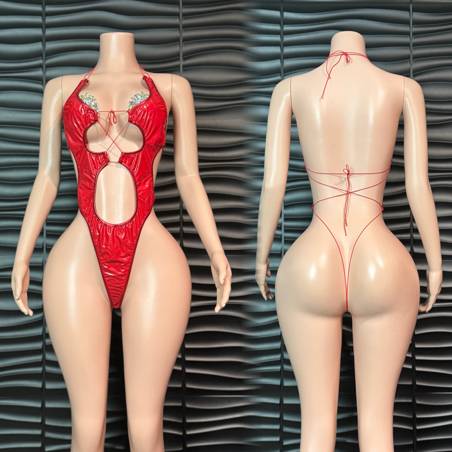 Leather 1pc bikini