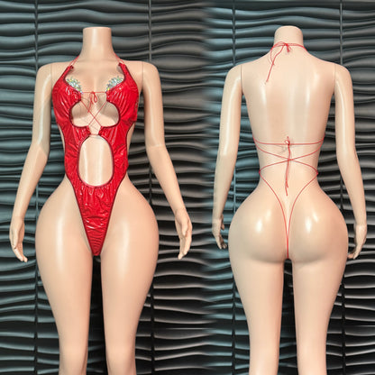 Leather 1pc bikini