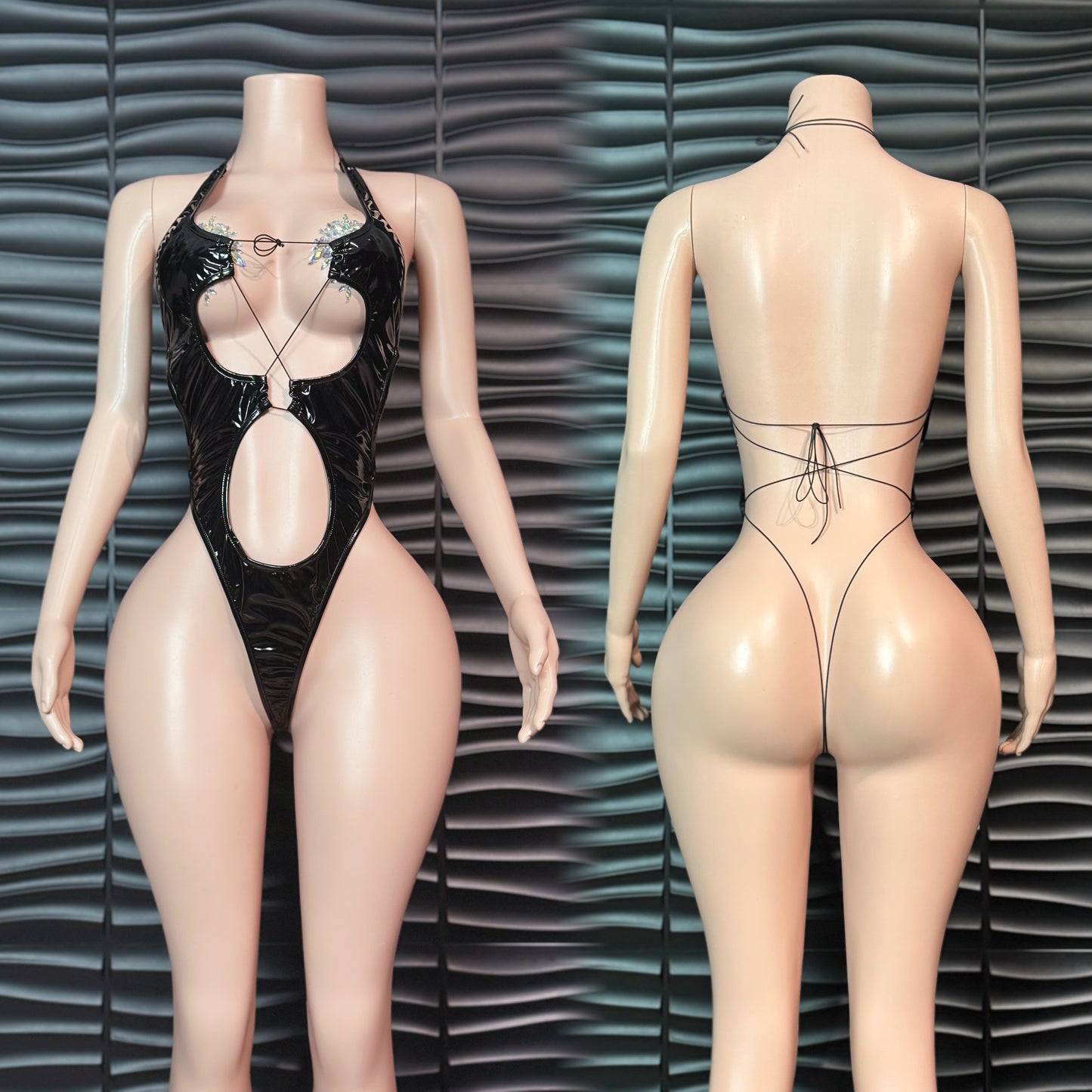 Leather 1pc bikini