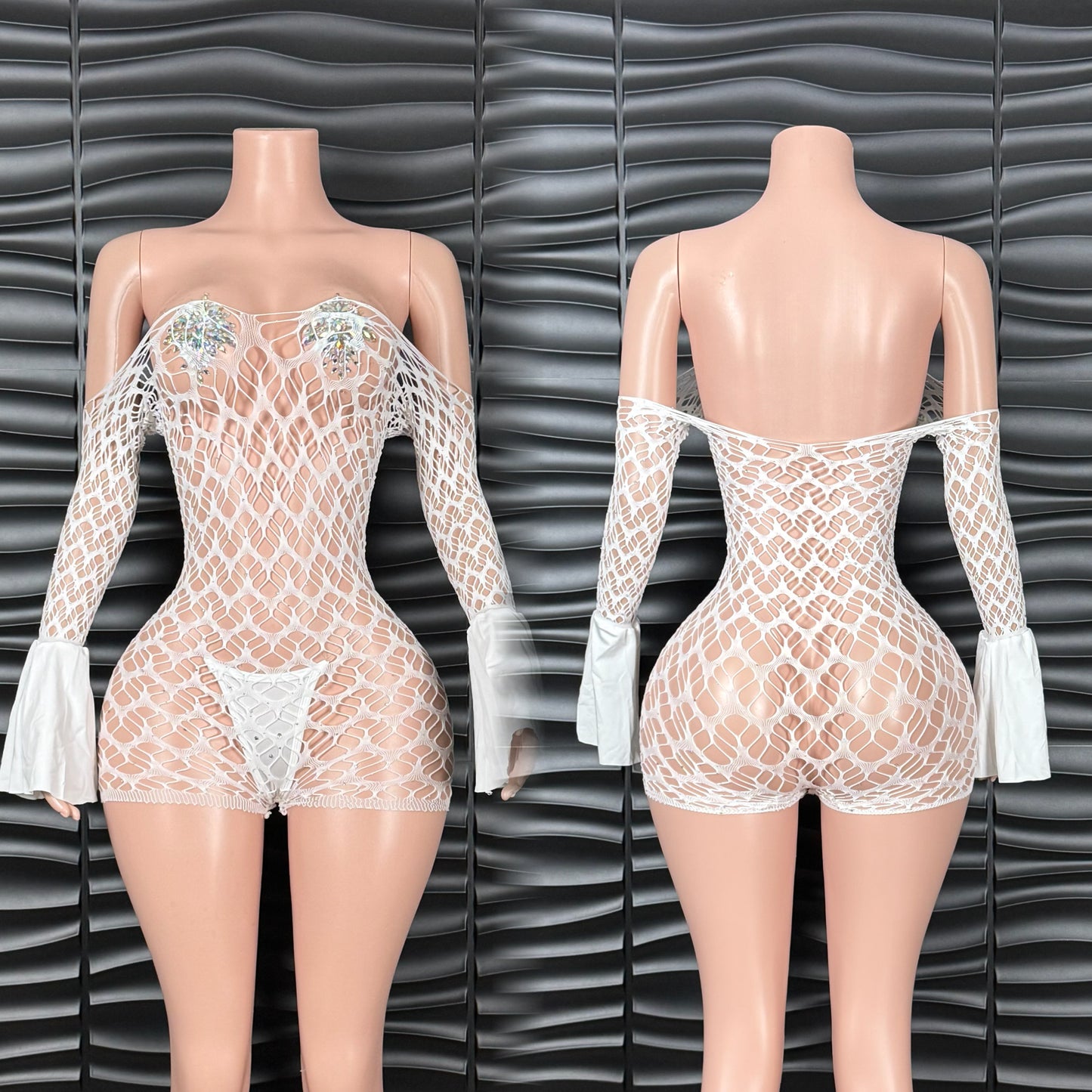 Flare Mesh Romper w/ Thong