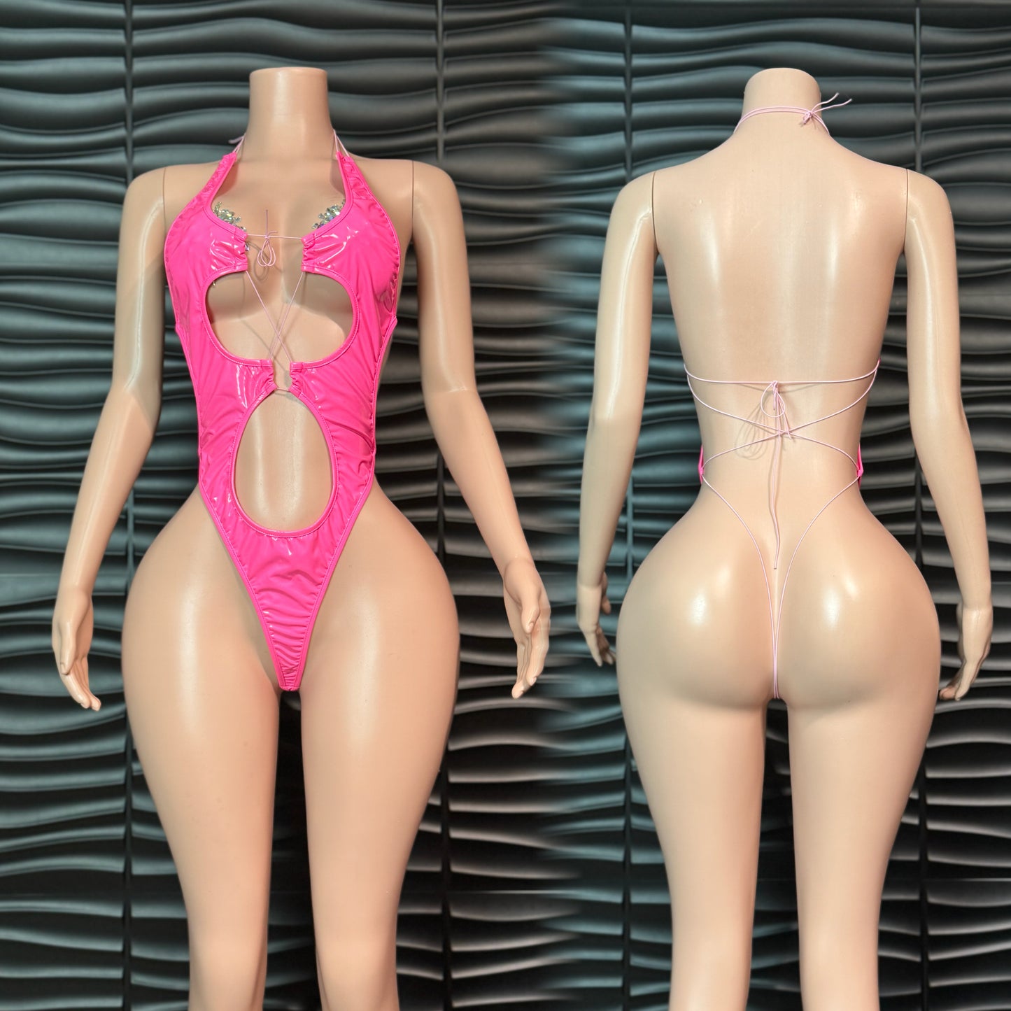 Leather 1pc bikini