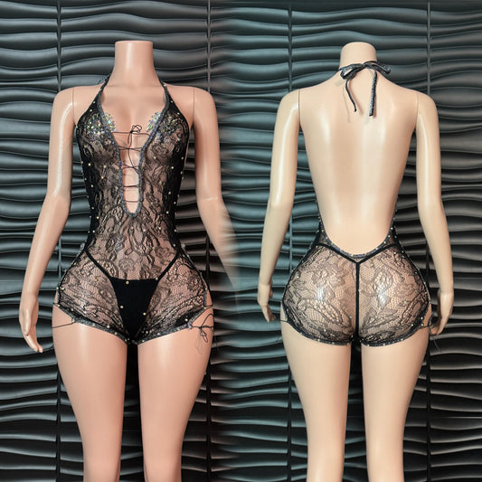 Open-back romper